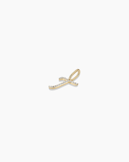14K Diamond Script Alphabet Charm