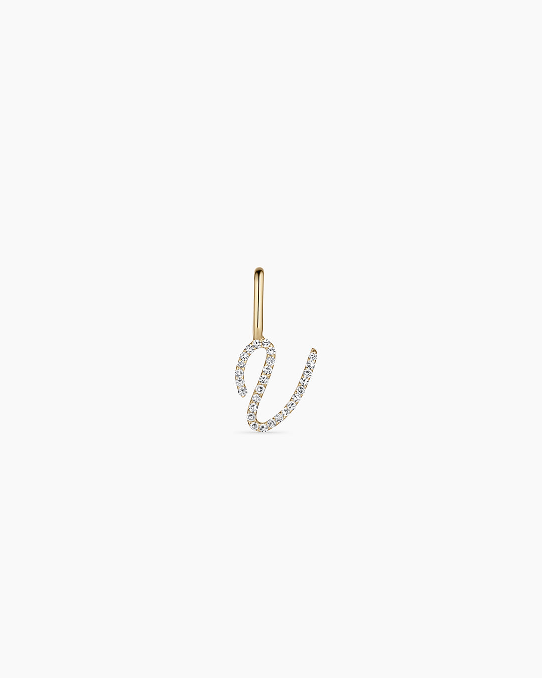 14K Diamond Script Alphabet Charm