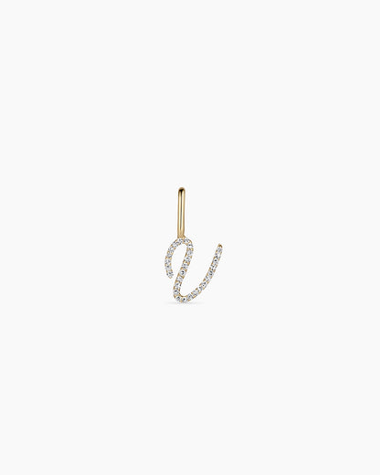 14K Diamond Script Alphabet Charm