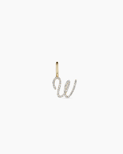 14K Diamond Script Alphabet Charm