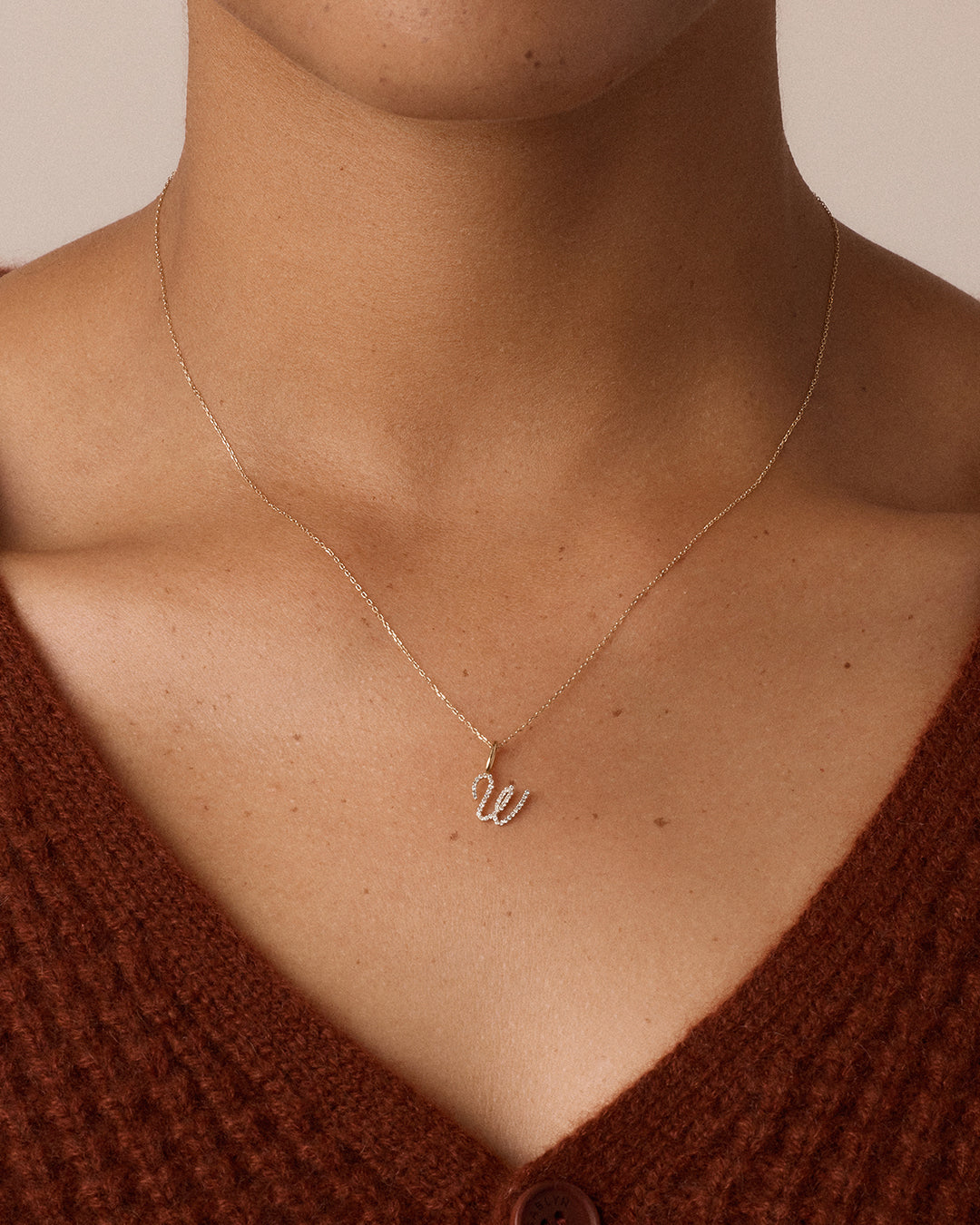 14K Diamond Script Alphabet Charm