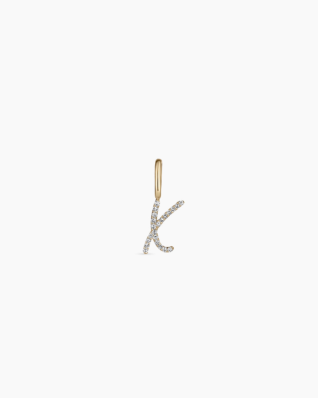 14K Diamond Script Alphabet Charm