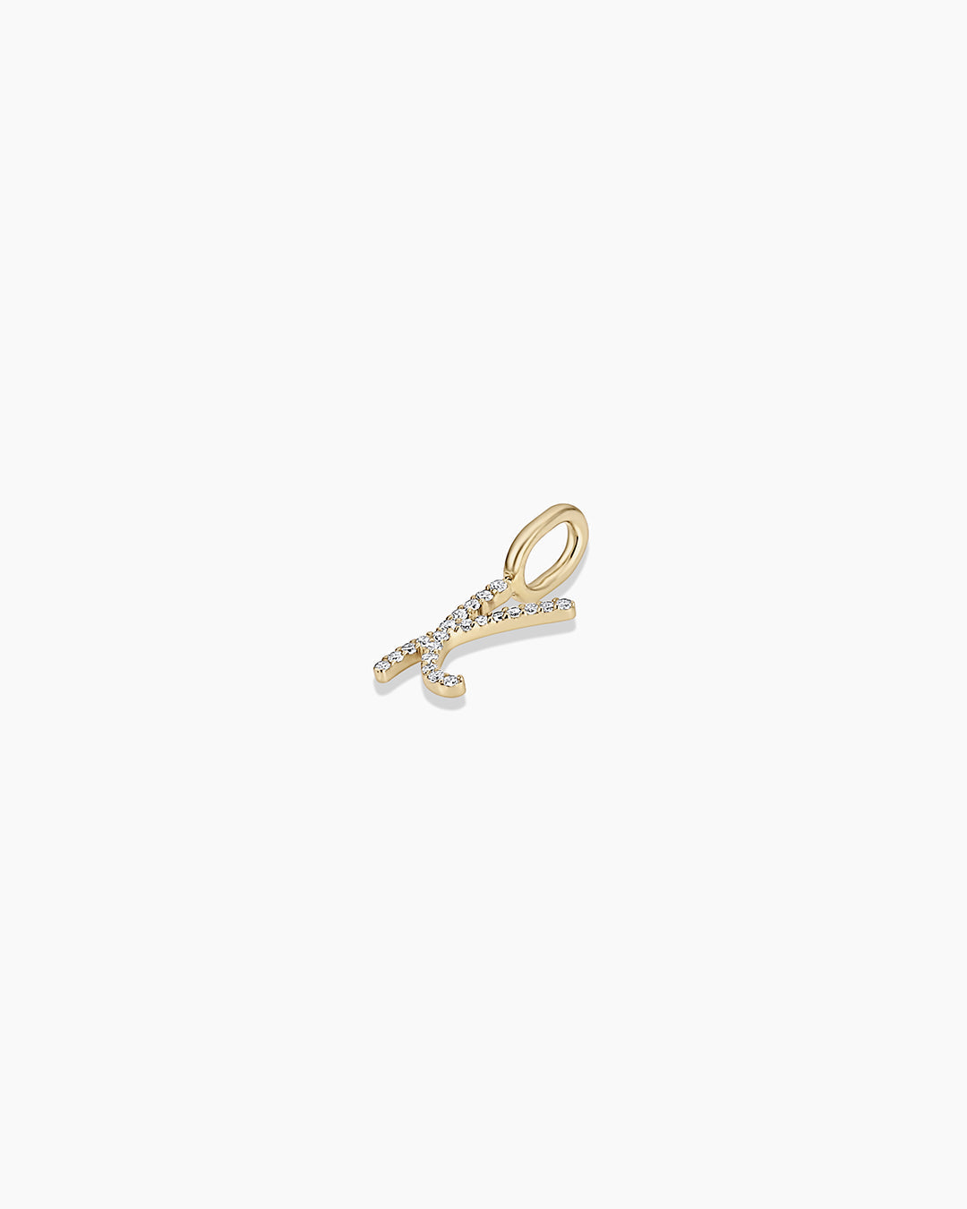 14K Diamond Script Alphabet Charm