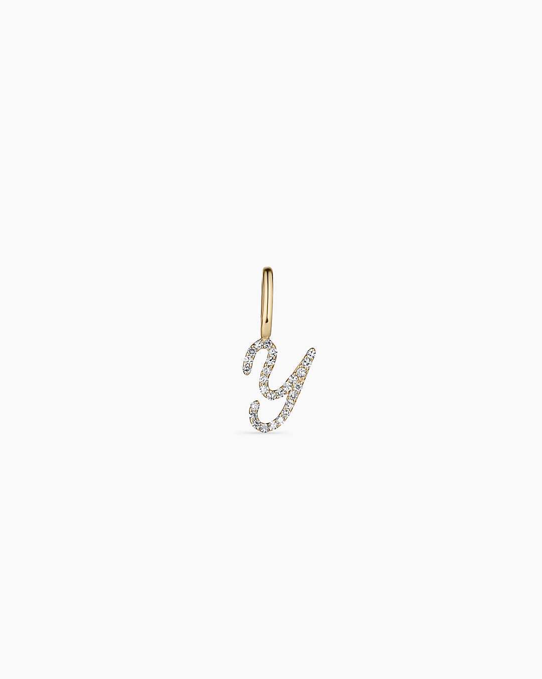 14K Diamond Script Alphabet Charm