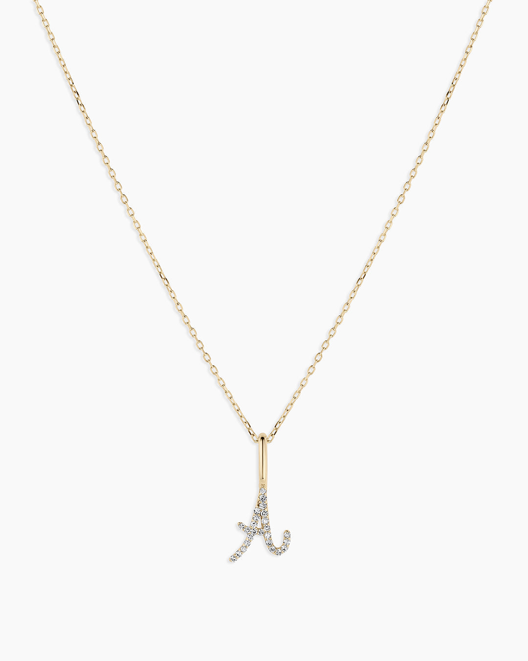 14K Diamond Script Alphabet Charm Necklace