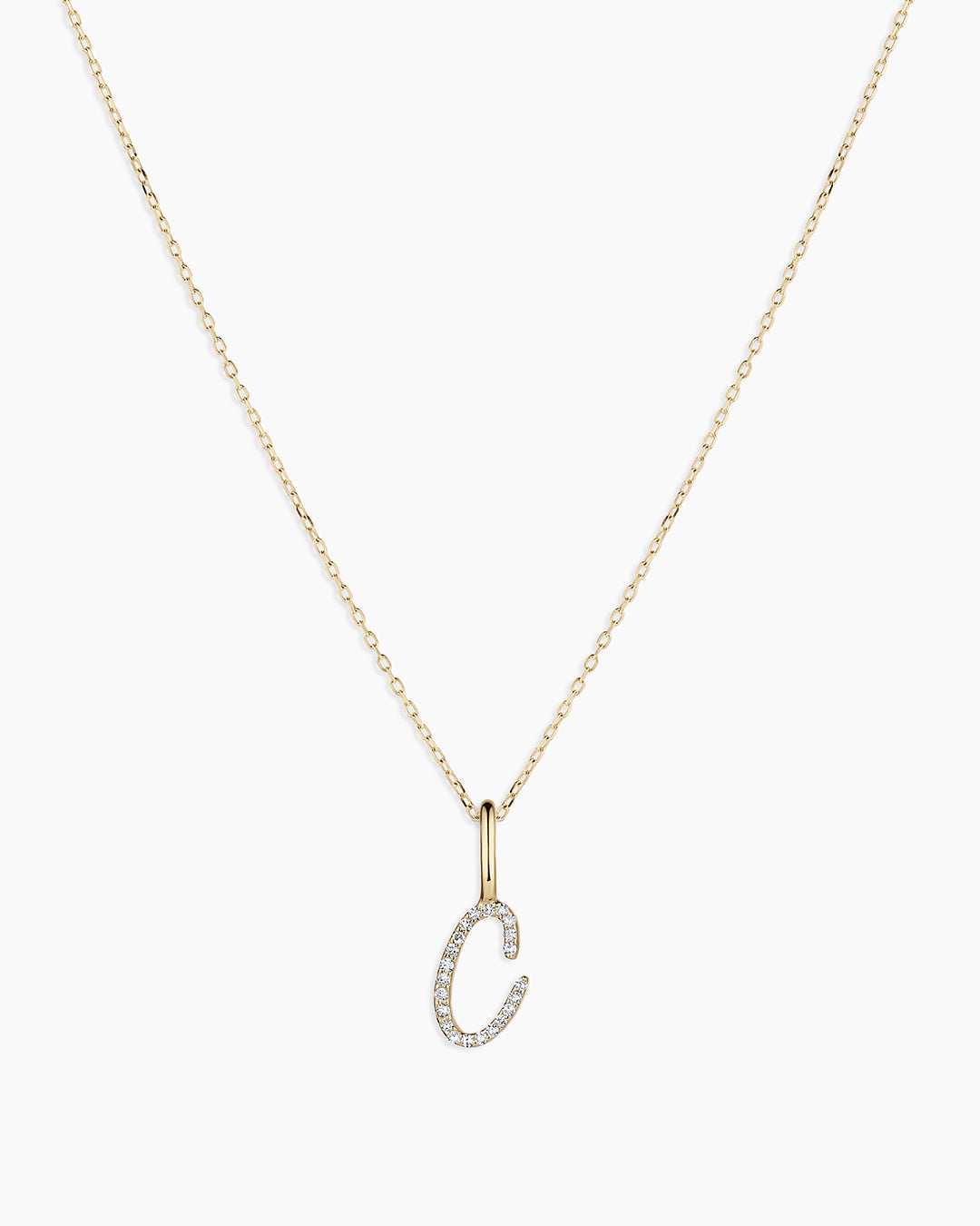 14K Diamond Script Alphabet Charm Necklace