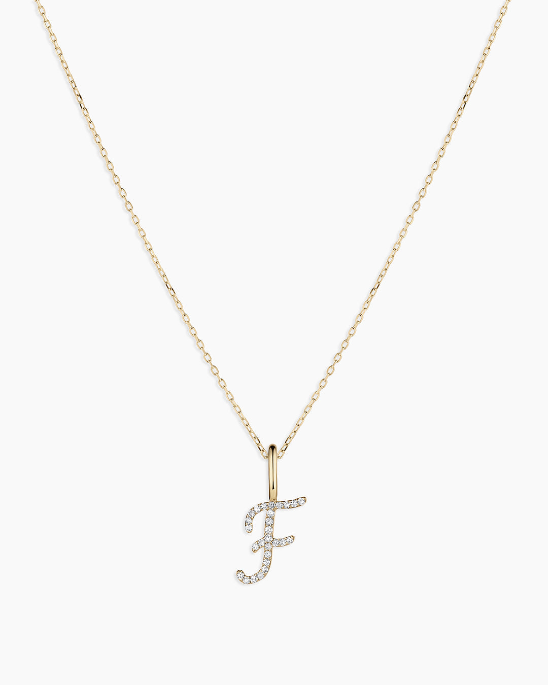 14K Diamond Script Alphabet Charm Necklace