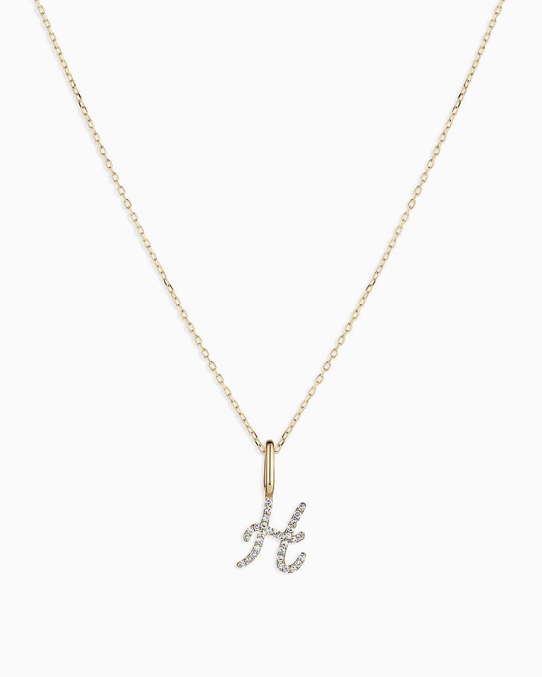 14K Diamond Script Alphabet Charm Necklace