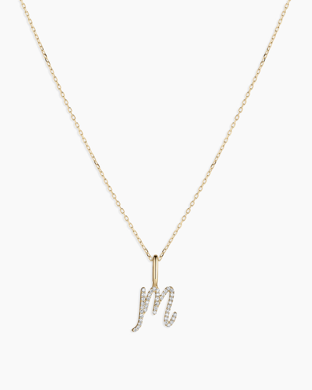 14K Diamond Script Alphabet Charm Necklace
