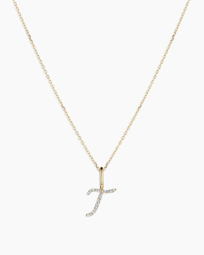 14K Diamond Script Alphabet Charm Necklace