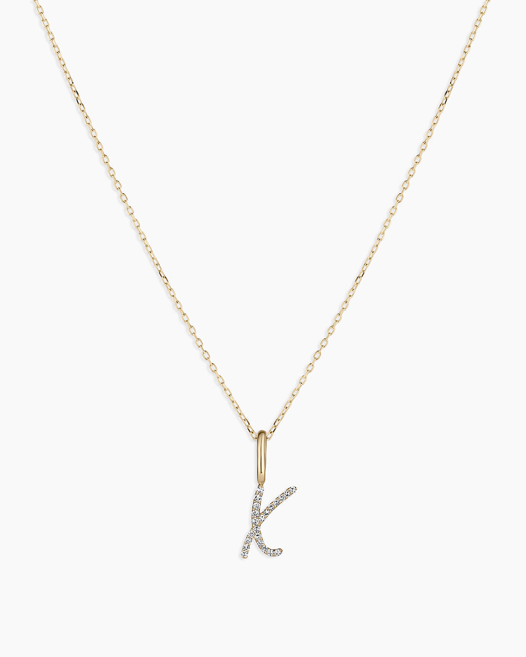 14K Diamond Script Alphabet Charm Necklace