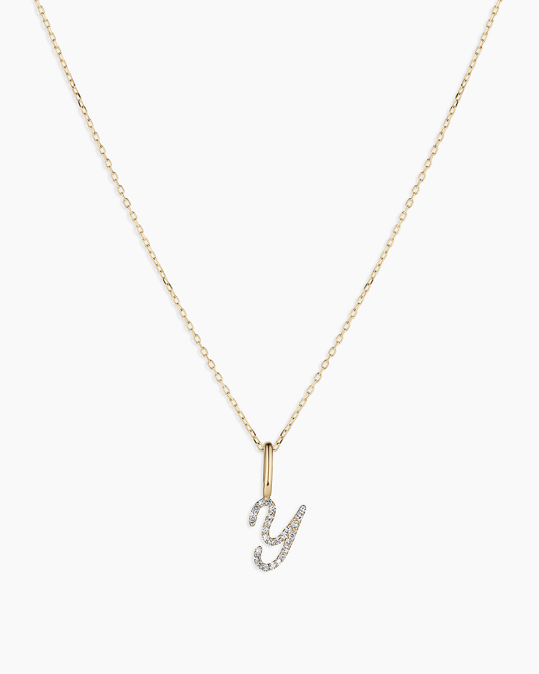 14K Diamond Script Alphabet Charm Necklace