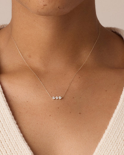 14K Lab Grown Diamond Halo Row Necklace