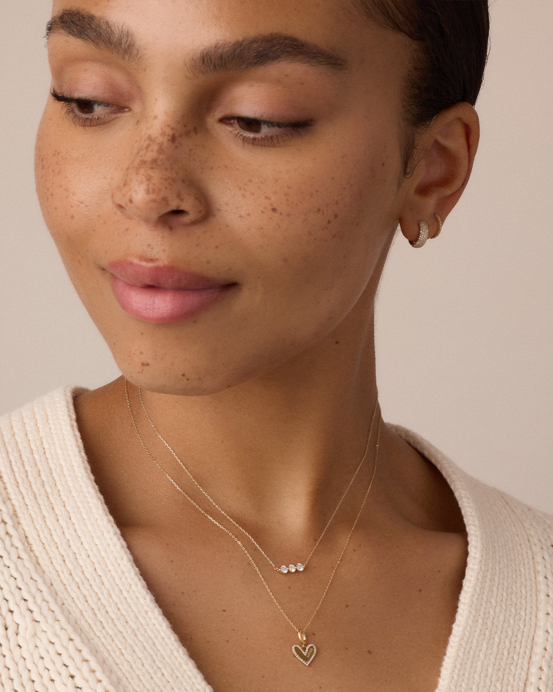 14K Lab Grown Diamond Halo Row Necklace
