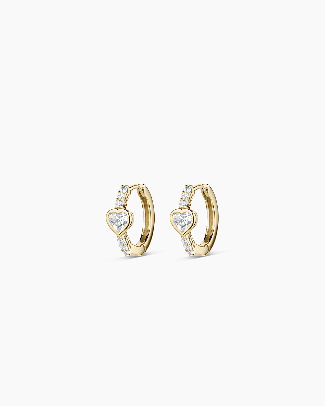 14K Lab Grown Diamond Heart Huggies
