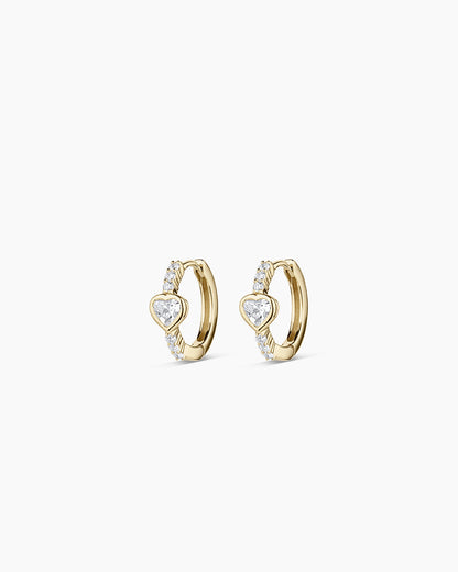 14K Lab Grown Diamond Heart Huggies