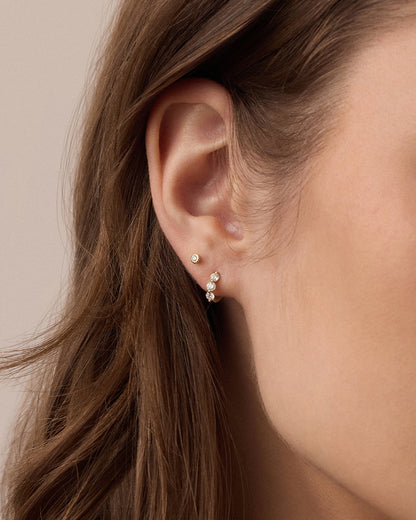 14K Lab Grown Diamond Halo Trio Single Huggie