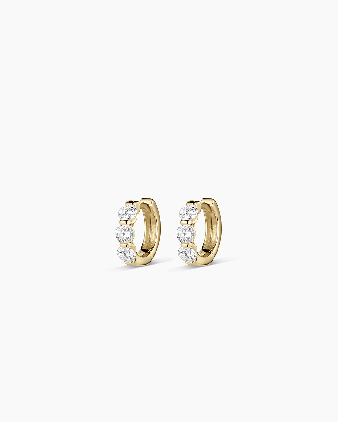 14K Lab Grown Diamond Halo Trio Huggies