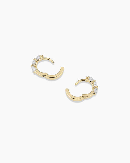 14K Lab Grown Diamond Halo Trio Huggies