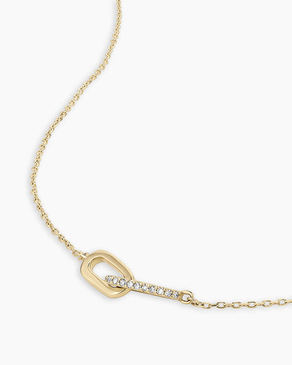 14K Diamond Bond Interlocking Link Necklace