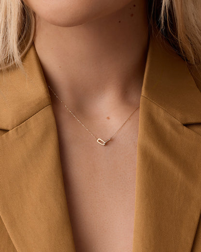14K Diamond Bond Interlocking Link Necklace