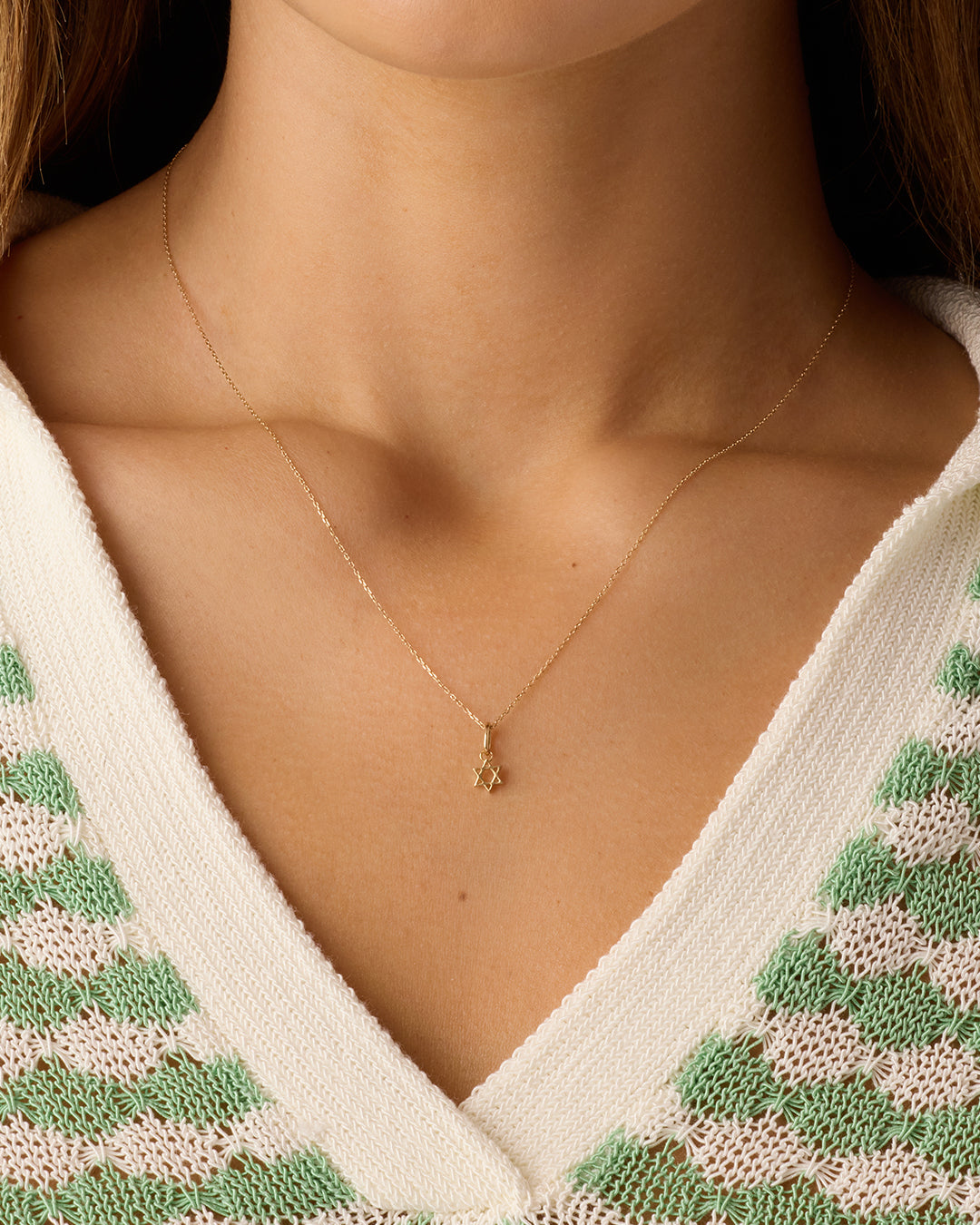14K Gold Star of David Charm