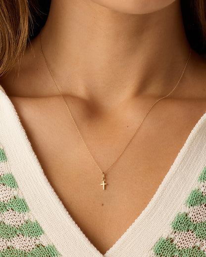 14K Gold Cross Charm Necklace