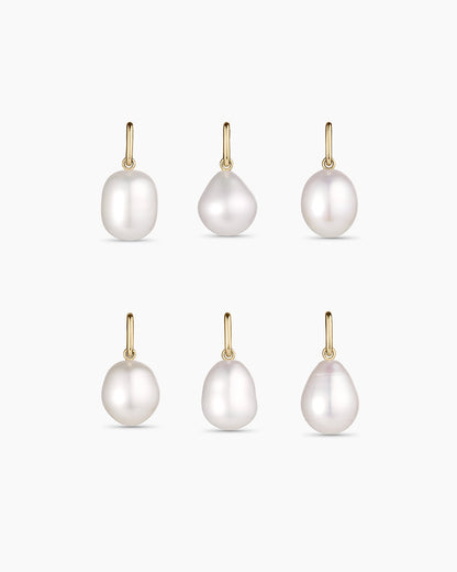 14K Gold Pearl Charm Necklace