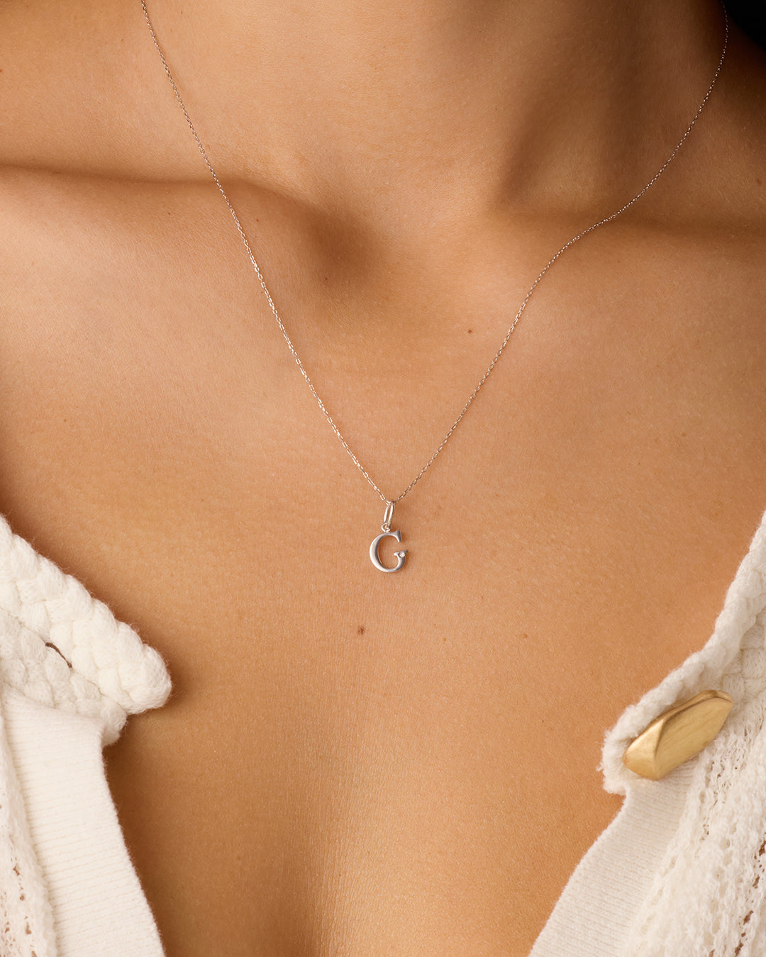 14K Diamond Vintage Alphabet Charm Necklace