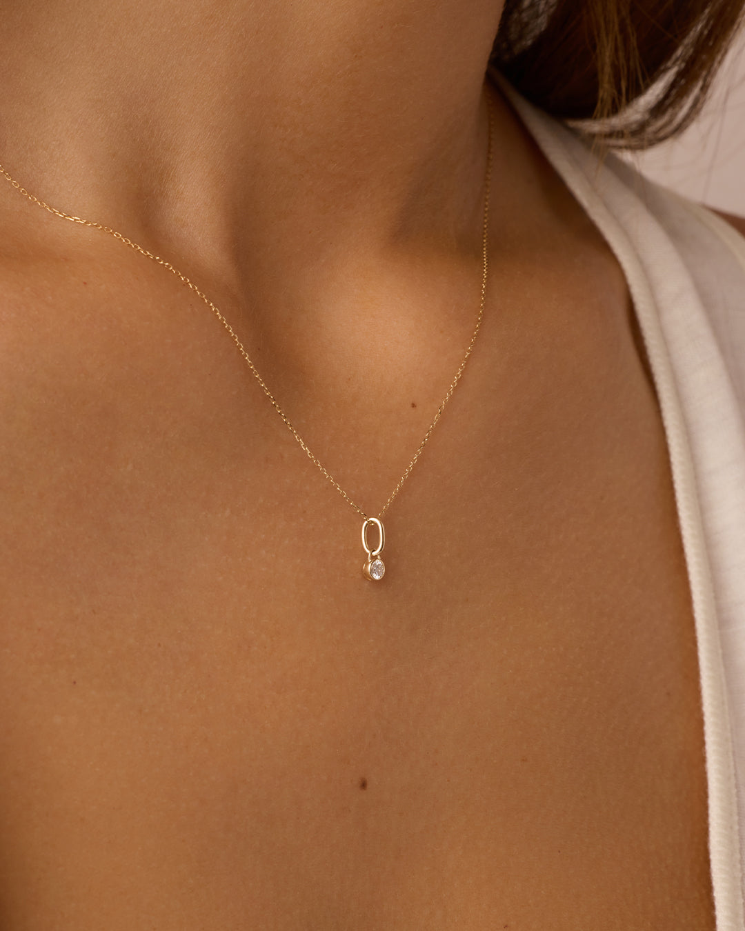 14K Lab Grown Diamond Halo Charm Necklace