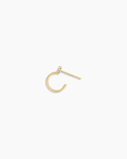 14K Gold White Sapphire Bali Stud Single Huggie