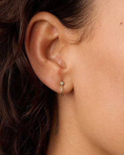 14K Lab Grown Diamond Circle Stud Single Huggie