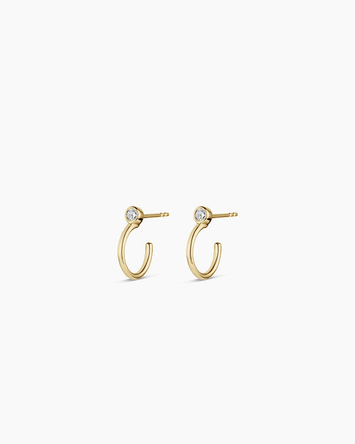 14K Lab Grown Diamond Circle Stud Huggies