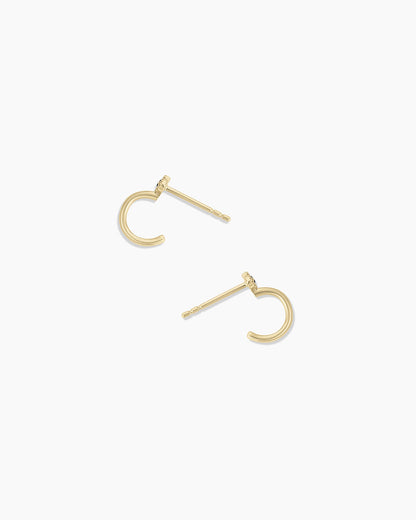 14K Diamond and Blue Sapphire Evil Eye Stud Huggies
