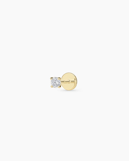 14K Lab Grown Diamond Solitaire Flat Back Single Stud