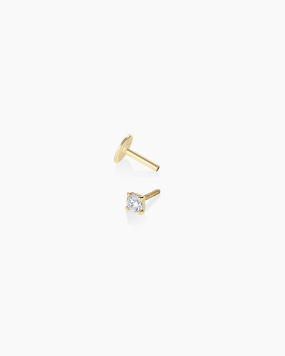 14K Lab Grown Diamond Solitaire Flat Back Single Stud