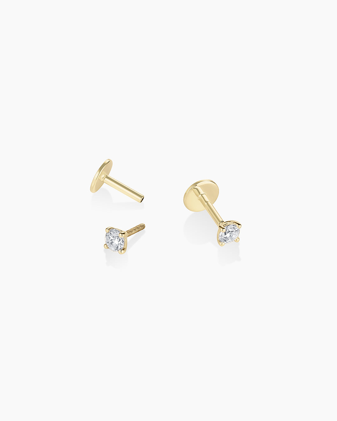 14K Lab Grown Diamond Solitaire Flat Back Studs