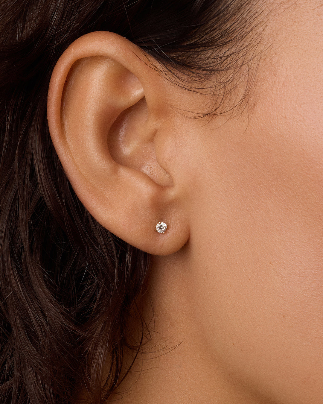 14K Lab Grown Diamond Solitaire Flat Back Studs