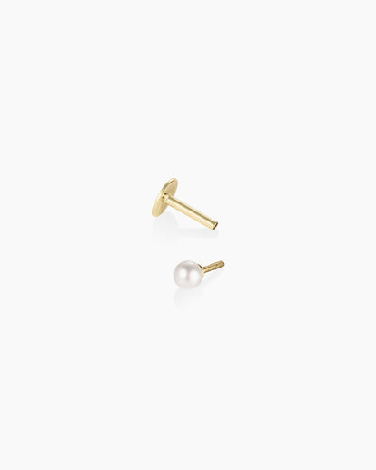 14K Gold Pearl Flat Back Single Stud