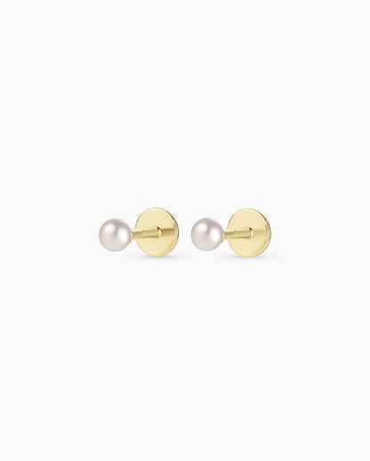 14K Gold Pearl Flat Back Studs