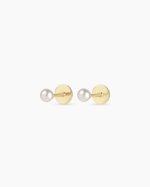 14K Gold Pearl Flat Back Studs