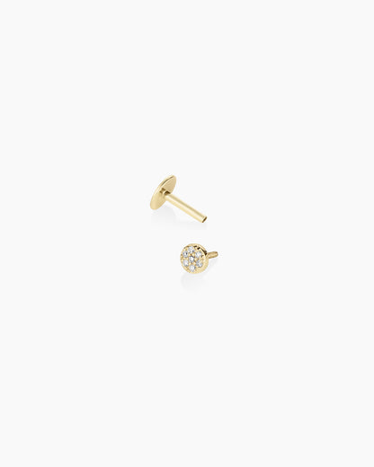 14K Diamond Pavé Flat Back Single Stud