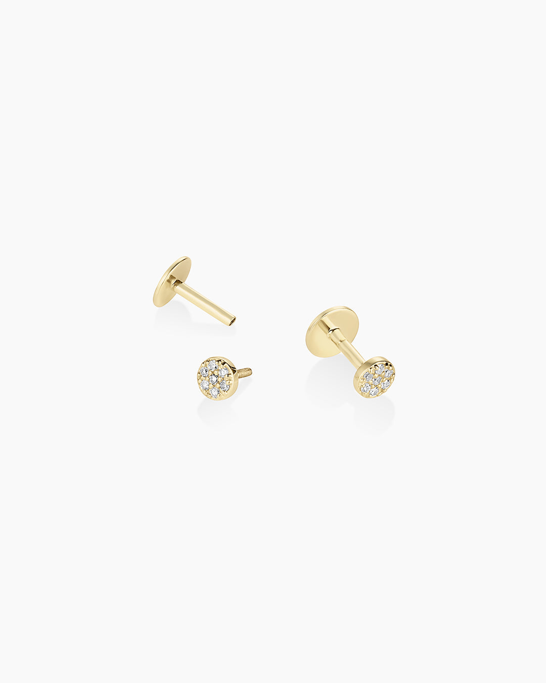 14K Diamond Pavé Flat Back Studs