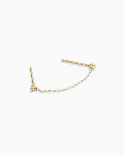 14K Gold Bali Chain Double Stud