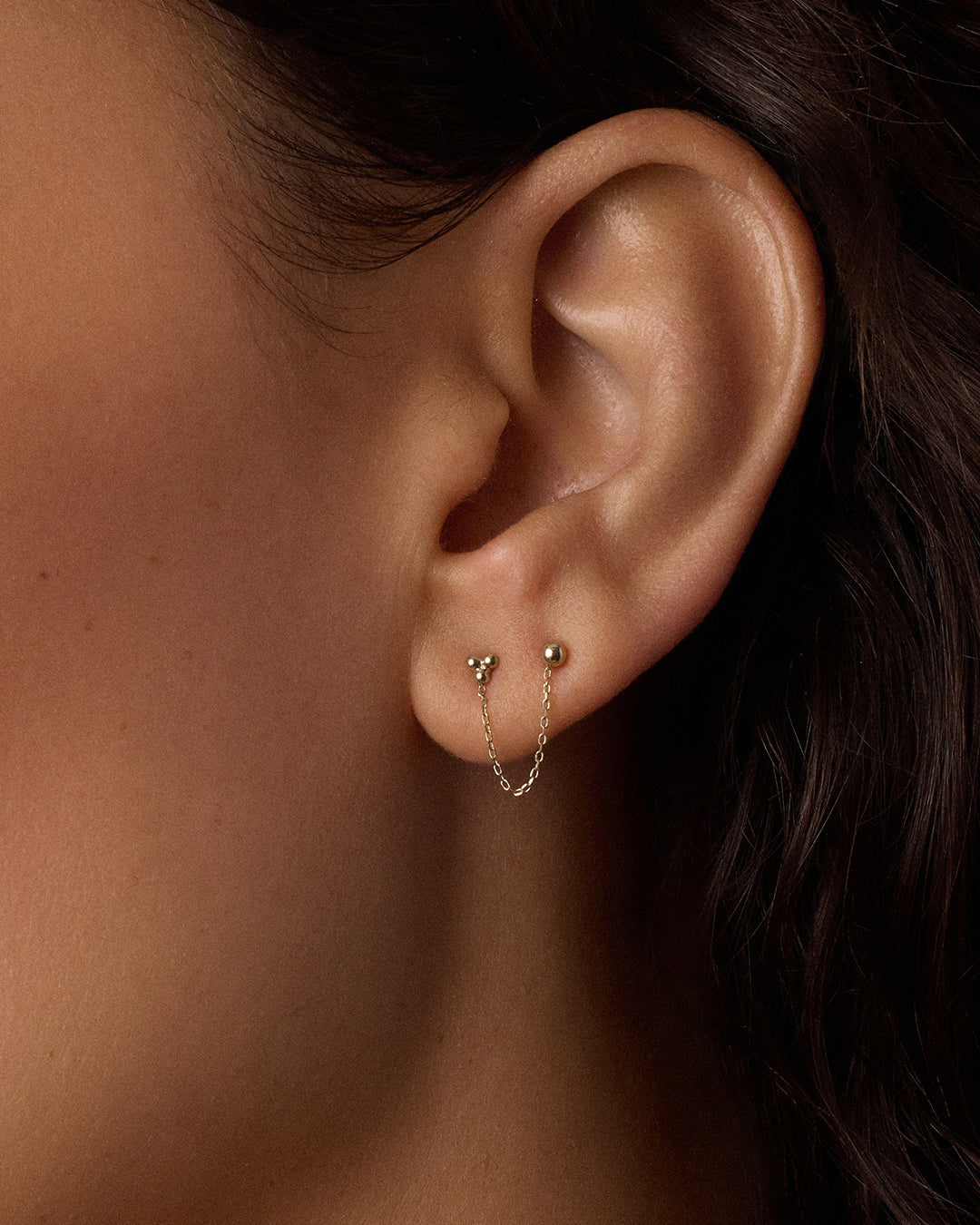 14K Gold Bali Chain Double Stud