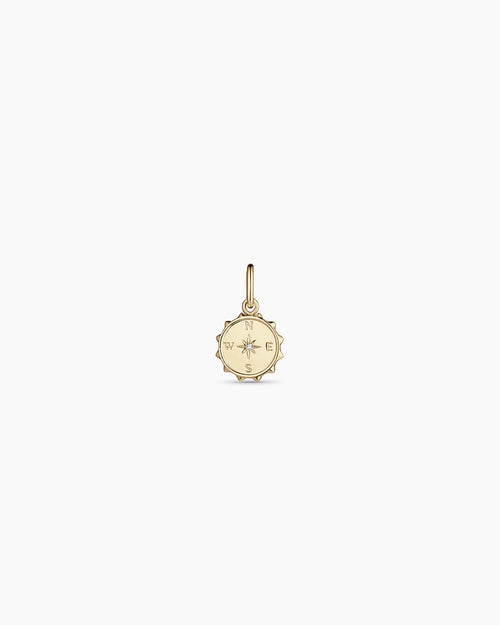 14K Diamond Compass Charm