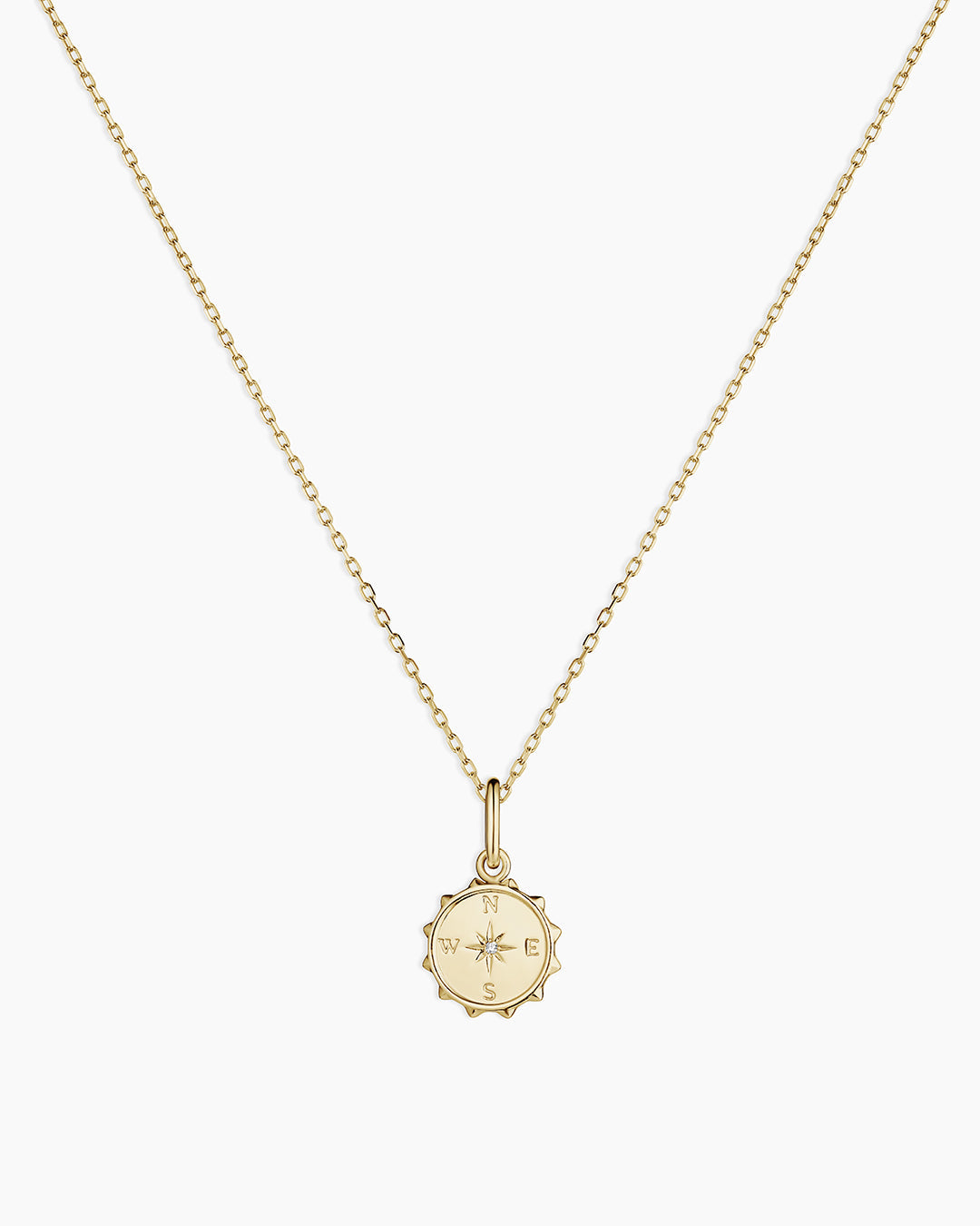 14K Diamond Compass Charm Necklace