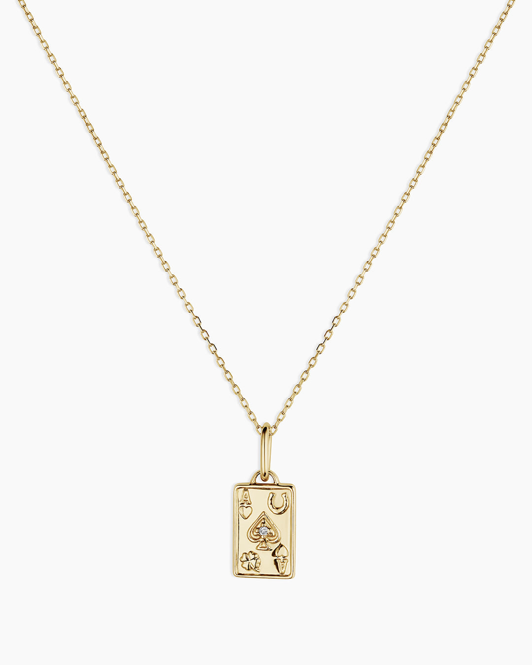 14K Diamond Ace Charm Necklace