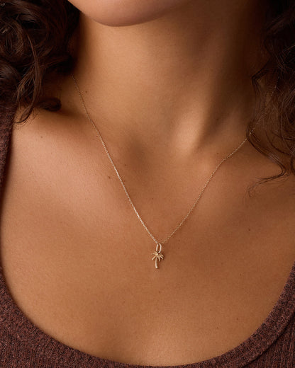 14K Gold Palm Charm Necklace