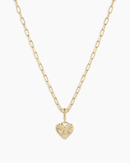 Vintage Heart Alphabet Charm Necklace